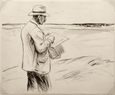 M. Liebermann, Self-Portrait, Drawing Outdoors by Max Liebermann